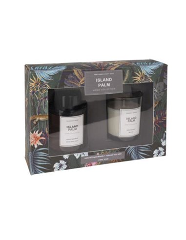 Αρωματικό σετ δώρου με διαχυτή και κερί "Home Collection" island palm