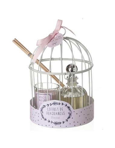 Κλουβάκι με αρωματικό και κερί ροζ, Υ19,5x∅13,5εκ