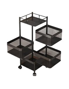 Τρόλεϊ αποθήκευσης μαύρο με 4 θέσεις - 1 ράφι Υ78,5x27x27εκ.