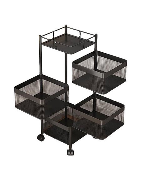 Τρόλεϊ αποθήκευσης μαύρο με 4 θέσεις - 1 ράφι Υ78,5x27x27εκ.