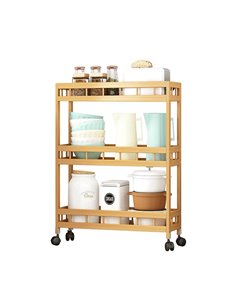 Τρολεϊ κουζίνας ξύλινo μπαμπού Nextdeco με 3 επίπεδα Υ71x40x18εκ.