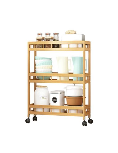 Τρολεϊ κουζίνας ξύλινo μπαμπού Nextdeco με 3 επίπεδα Υ71x40x18εκ.