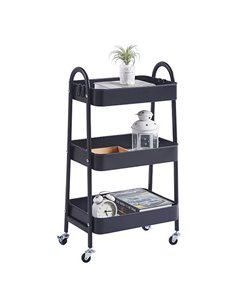 Τρόλεϊ- καλάθι με 3 θήκες αποθήκευσης μαύρο Υ77x41x33εκ.