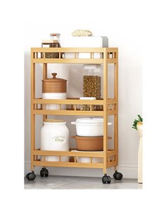 Τρολεϊ κουζίνας ξύλινo μπαμπού Nextdeco με 3 επίπεδα Υ71x60x18εκ.