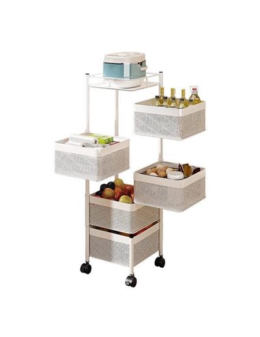 Τρόλεϊ αποθήκευσης λευκό με 4 θέσεις - 1 ράφι Υ78,5x27x27εκ.