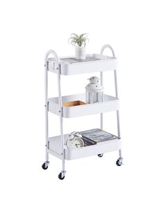 Τρόλεϊ-καλάθι με 3 θήκες αποθήκευσης λευκό Υ77x41x33εκ.