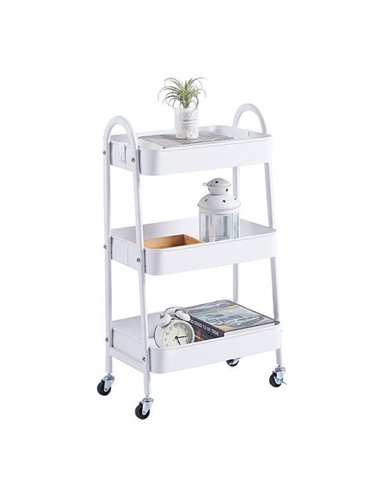 Τρόλεϊ-καλάθι με 3 θήκες αποθήκευσης λευκό Υ77x41x33εκ.