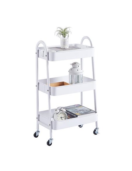 Τρόλεϊ-καλάθι με 3 θήκες αποθήκευσης λευκό Υ77x41x33εκ.