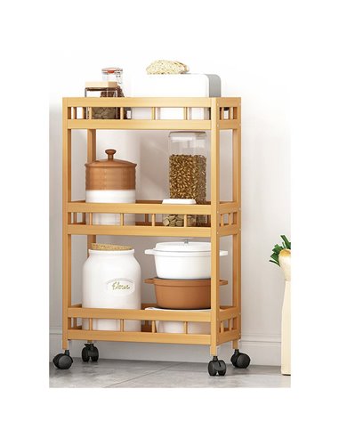 Τρολεϊ κουζίνας ξύλινo μπαμπού Nextdeco  με 3 επίπεδα Υ71x50x18εκ.