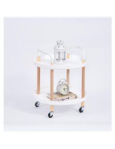 Τραπέζι βοηθητικό - τρόλεϊ ξύλινο με 2 επίπεδα λευκό 48x48xΥ51εκ.