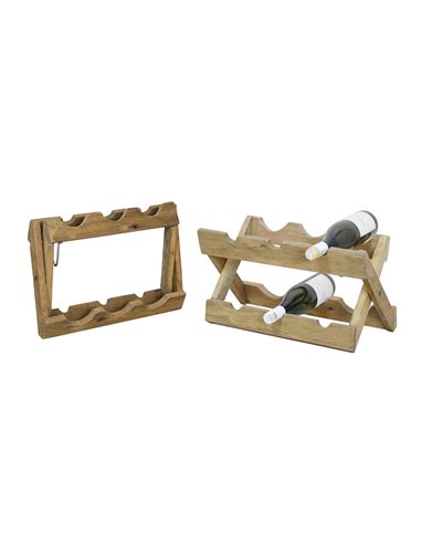 Αναδιπλούμενη θήκη Nextdeco για 6 μπουκάλια κρασιού ανακυκλωμένο ξύλο mahoni Υ25x49x23εκ