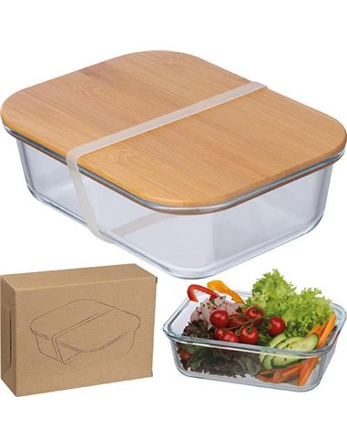 Lunch box γυάλινο με καπάκι bamboo19,9x15x6,5εκ.