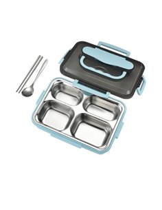 Φαγητοδοχείο inox με 4 χωρίσματα μπλε 1500ml