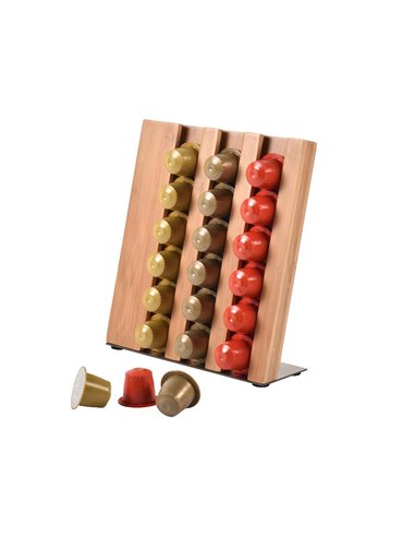 Θήκη για κάψουλες Nespresso από μπαμπού Υ32x25x23εκ.
