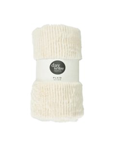 Κουβέρτα γούνινη υφή εκρού 150x125εκ.