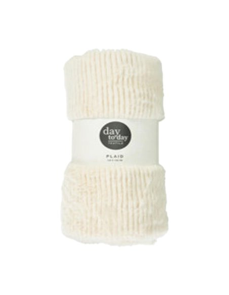 Κουβέρτα γούνινη υφή εκρού 150x125εκ.