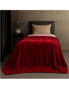 Κουβέρτα μονή κόκκινη βελουτέ από 100% polyester 150x220εκ.