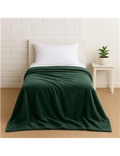 Κουβέρτα μονή πράσινη βελουτέ από 100% polyester 150x220εκ.