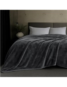 Κουβέρτα υπέρδιπλη γκρι βελουτέ από 100% polyester 220x240εκ.