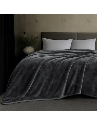 Κουβέρτα υπέρδιπλη γκρι βελουτέ από 100% polyester 220x240εκ.