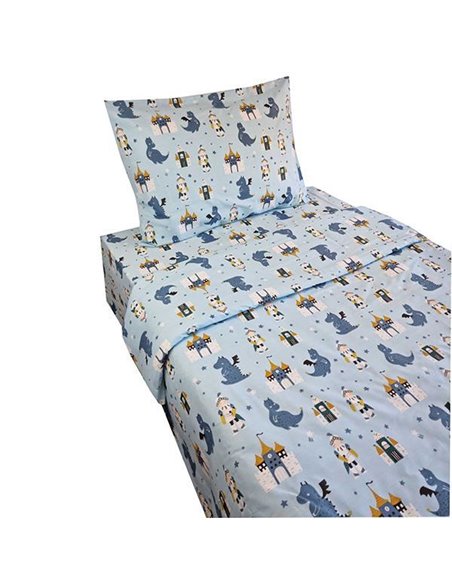 Σετ παιδικά σεντόνια μονά Dragons - Knights από 100% βαμβάκι 175x260εκ.