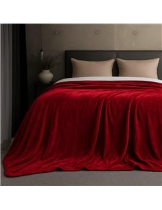 Κουβέρτα υπέρδιπλη κόκκινη βελουτέ από 100% polyester 220x240εκ.