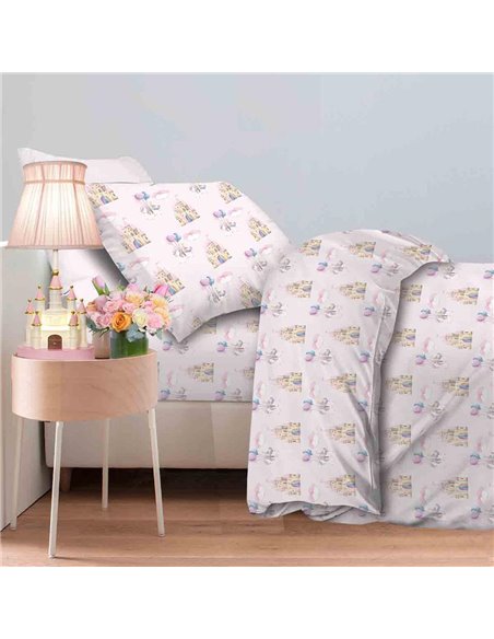 Σετ παιδικά σεντόνια μονά unicorn fly από 100% βαμβάκι 170x260εκ.