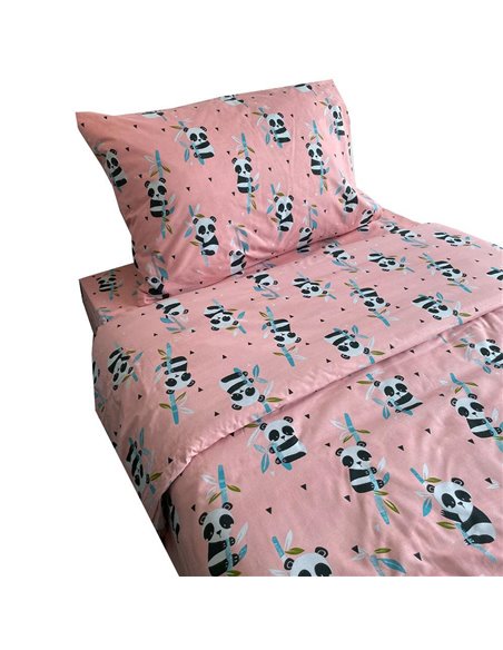 Σετ παιδικά σεντόνια μονά panda από 100% βαμβάκι 175x260εκ.