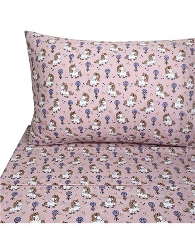 Σετ παιδικά σεντόνια μονά unicorn από 100% βαμβάκι 175x260εκ.