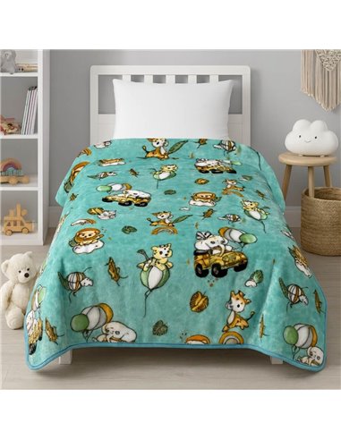 Κουβέρτα παιδική happy zoo βελουτέ από 100% polyester 150x220εκ.