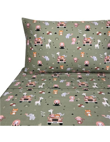 Σετ παιδικά σεντόνια μονά safari από 100% βαμβάκι 175x260εκ.