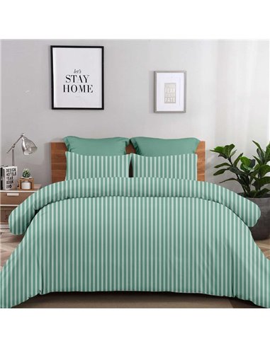 Σετ σεντόνια μονά Silvia πετρόλ από 100% βαμβάκι 175x260εκ.