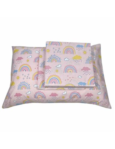 Σετ παιδικά σεντόνια μονά rainbow clouds από 100% βαμβάκι 175x260εκ.