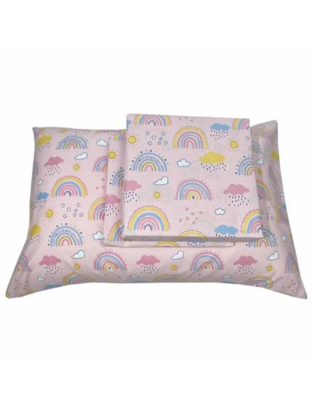 Σετ παιδικά σεντόνια μονά rainbow clouds από 100% βαμβάκι 175x260εκ.