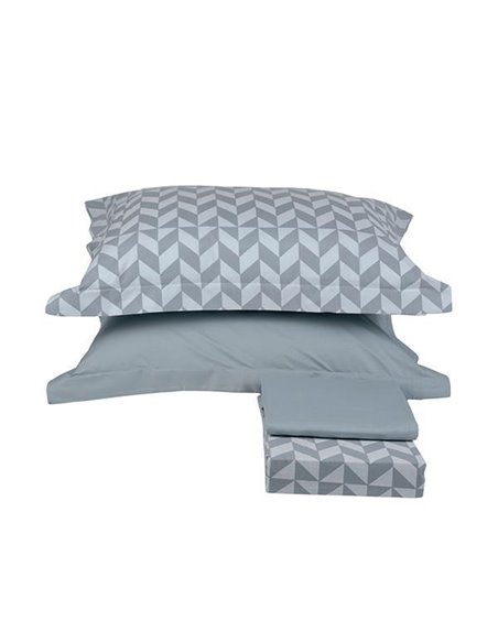 Σετ σεντόνι με λάστιχο μονό Rombia γκρι από 100% βαμβάκι 100x200εκ.+30εκ.