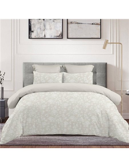 Σετ υπέρδιπλα σεντόνια Amaryllis μπεζ από 100% βαμβάκι 245x260εκ.