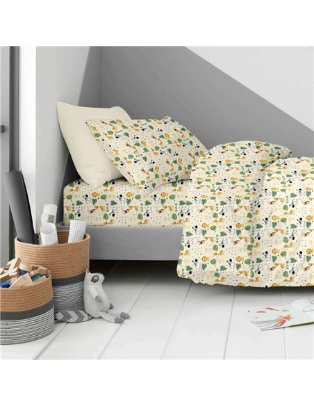 Σετ παιδικά σεντόνια μονά safari - zoo από 100% βαμβάκι 170x260εκ.