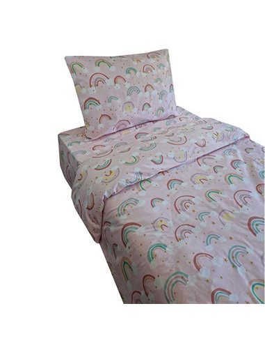Σετ παιδικά σεντόνια μονά Rainbows από 100% βαμβάκι 175x260εκ.