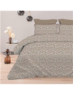 Σετ υπέρδιπλα σεντόνια Emelia beige από 100% βαμβάκι 245x260εκ.