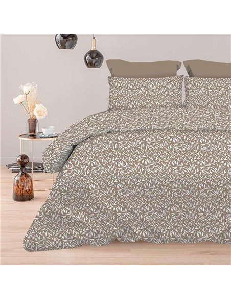 Σετ υπέρδιπλα σεντόνια Emelia beige από 100% βαμβάκι 245x260εκ.