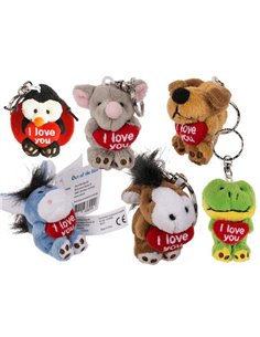 Μπρελόκ με λούτρινα ζωάκια "I love you" 6εκ. κοκτέηλ 6 σχέδια