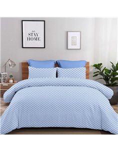 Σετ σεντόνια μονά Claudia μπλε από 100% βαμβάκι 175x260εκ.