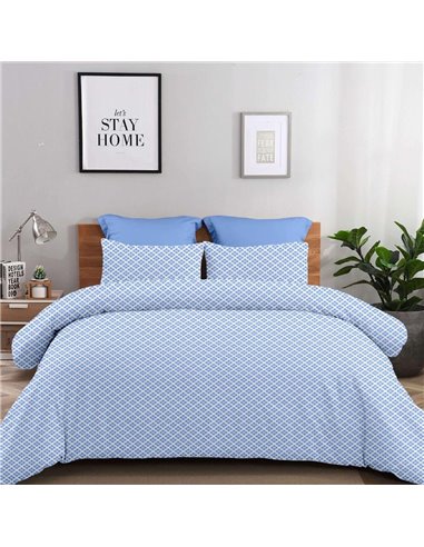 Σετ σεντόνια μονά Claudia μπλε από 100% βαμβάκι 175x260εκ.