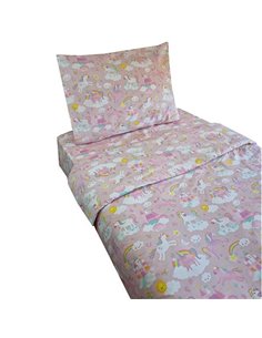 Σετ παιδικά σεντόνια μονά Castle Unicorn από 100% βαμβάκι 175x260εκ.