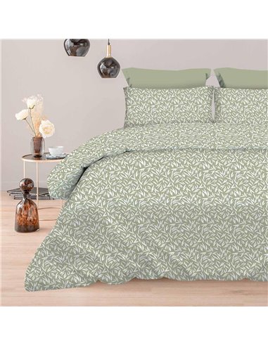 Σετ υπέρδιπλα σεντόνια Emelia olive από 100% βαμβάκι 245x260εκ.