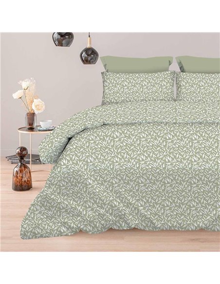 Σετ υπέρδιπλα σεντόνια Emelia olive από 100% βαμβάκι 245x260εκ.