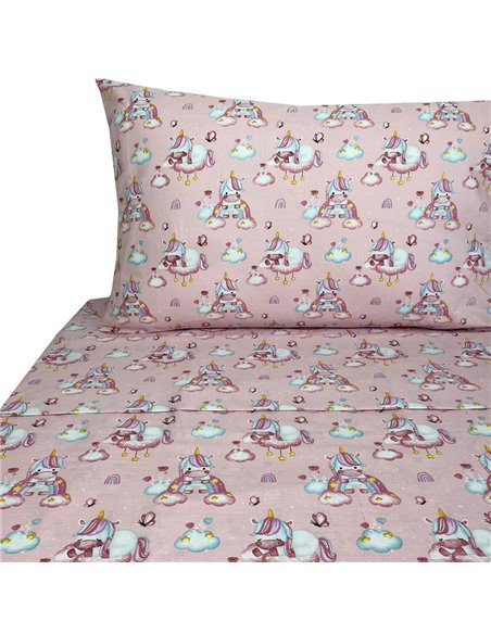 Σετ παιδικά σεντόνια μονά baby sweet unicorn από 100% βαμβάκι 175x260εκ.