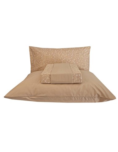 Σετ σεντόνια μονά ACANTUS beige από 100% βαμβάκι 175x260εκ.