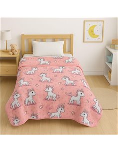 Κουβέρτα παιδική baby unicorn βελουτέ από 100% polyester 150x220εκ.