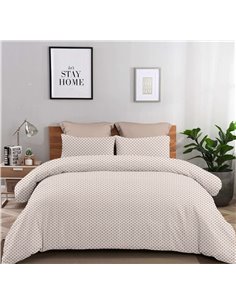 Σετ υπέρδιπλα σεντόνια Olivia μπεζ από 100% βαμβάκι 245x260εκ.